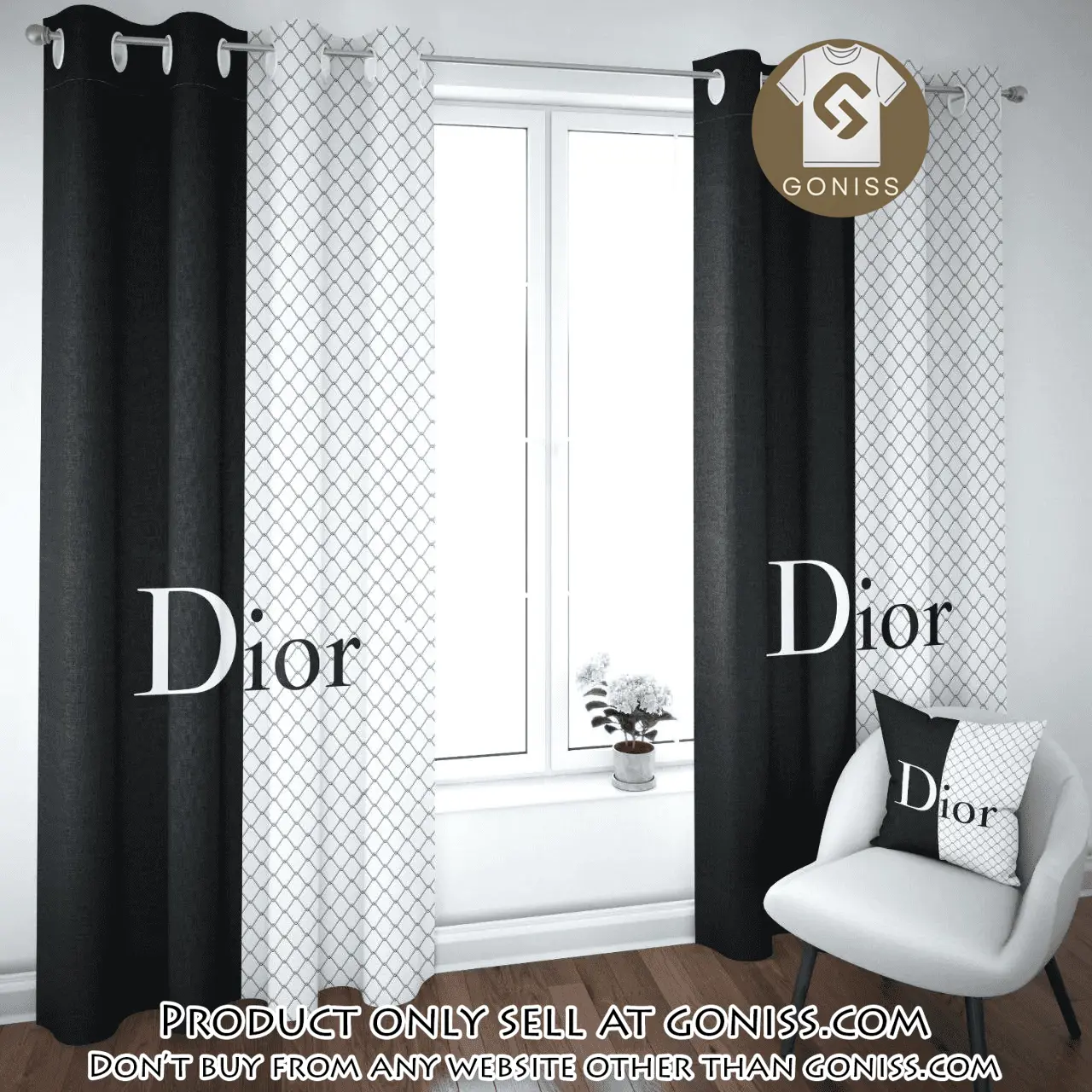 Dior black white premium window curtains hot  luxury curtain wc099 gn0617278